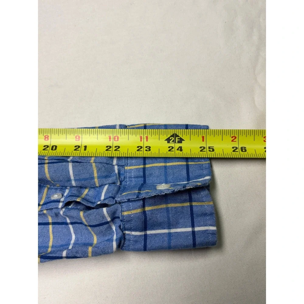 J. Crew Mens Slim Broken-In Oxford Blue Plaid Organic Cotton‎ Shirt Large L